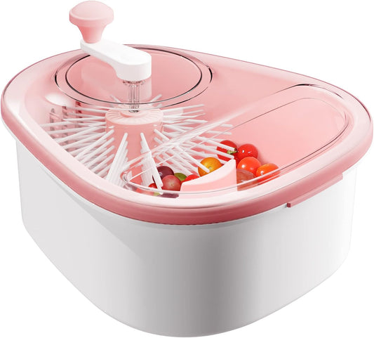 Fruit & Vegetable Spinner Cleaner – Large Washing Bowl with Built-In Scrubber & Brush for Produce & Salad