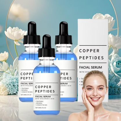 copper peptide facial serum bottle
hydrating copper peptide serum skincare
anti aging copper peptide serum texture
face serum for smooth glowing skin
peptide serum skincare product