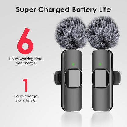 Wireless Lavalier Microphone for iPhone, iPad & Android – 2-Pack Omnidirectional Mics with USB-C & Lightning Compatibility