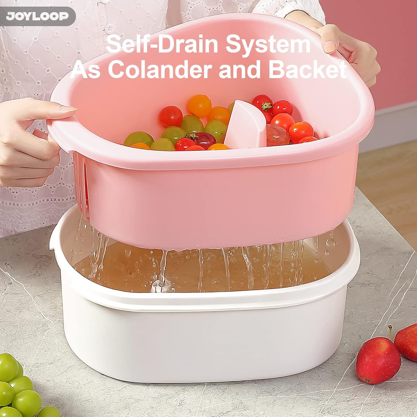 Fruit & Vegetable Spinner Cleaner – Large Washing Bowl with Built-In Scrubber & Brush for Produce & Salad