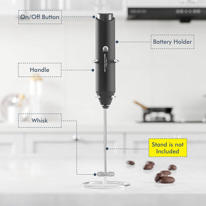 Powerful Handheld Milk Frother – Battery-Powered Drink Mixer with Stainless Steel Whisk for Coffee, Lattes & Matcha