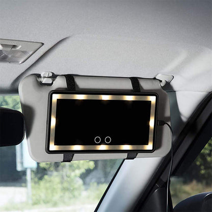 LED Vanity Mirror for Car – USB Rechargeable Sun Visor Makeup Mirror with Adjustable Brightness
