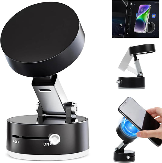2025 Vacuum Magnetic Suction Phone Holder – Foldable, Double-Sided Adjustable Phone Mount for All Devices