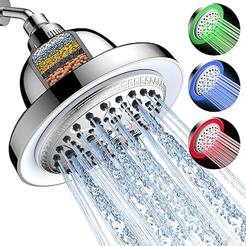 LED Color-Changing Shower Head with Filter – 7-Mode High Pressure & Water Softener