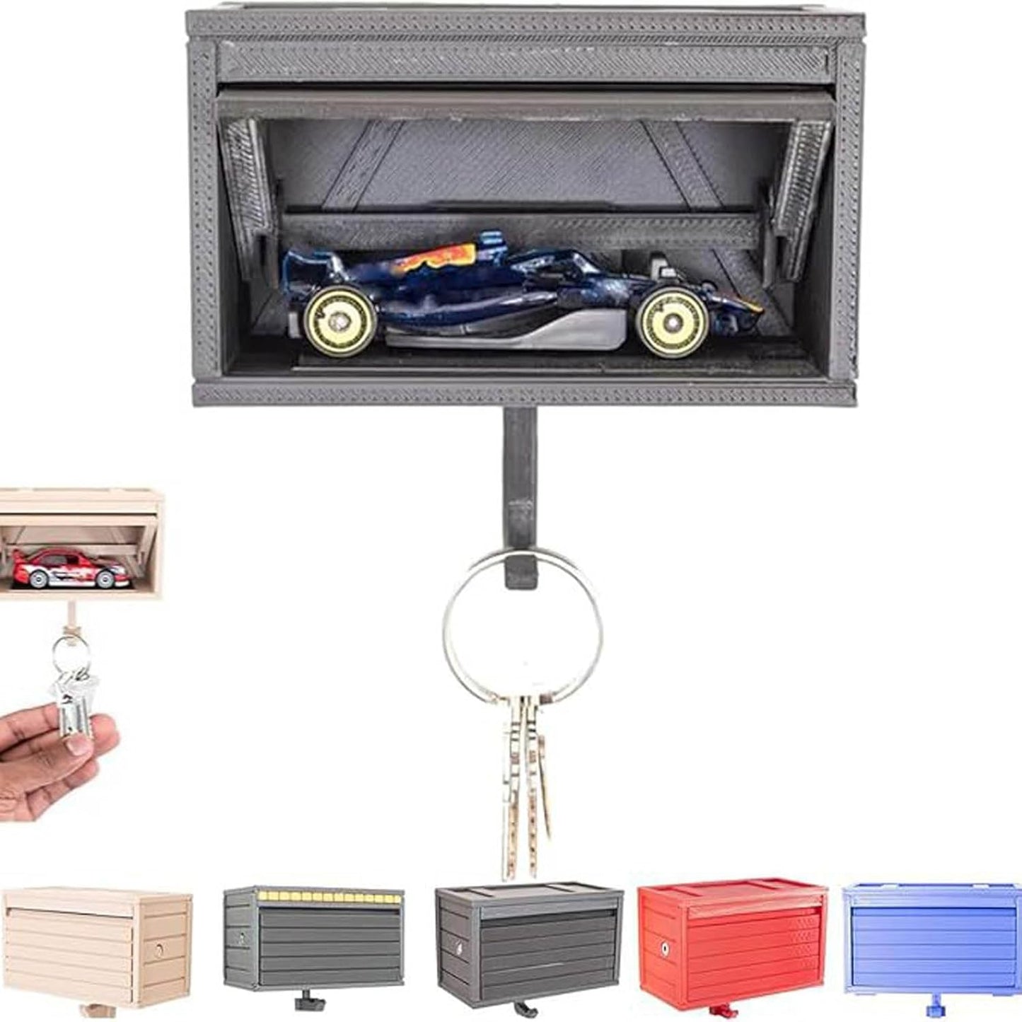 3D Printed Garage Key Holder – Wall Mount Organizer with Working Doors for Car Keys & Accessories