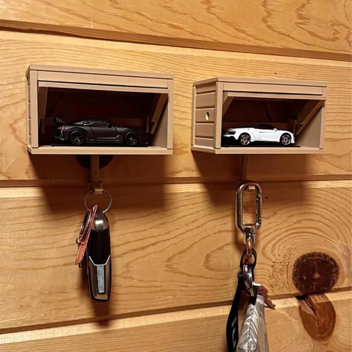3D Printed Garage Key Holder – Wall Mount Organizer with Working Doors for Car Keys & Accessories