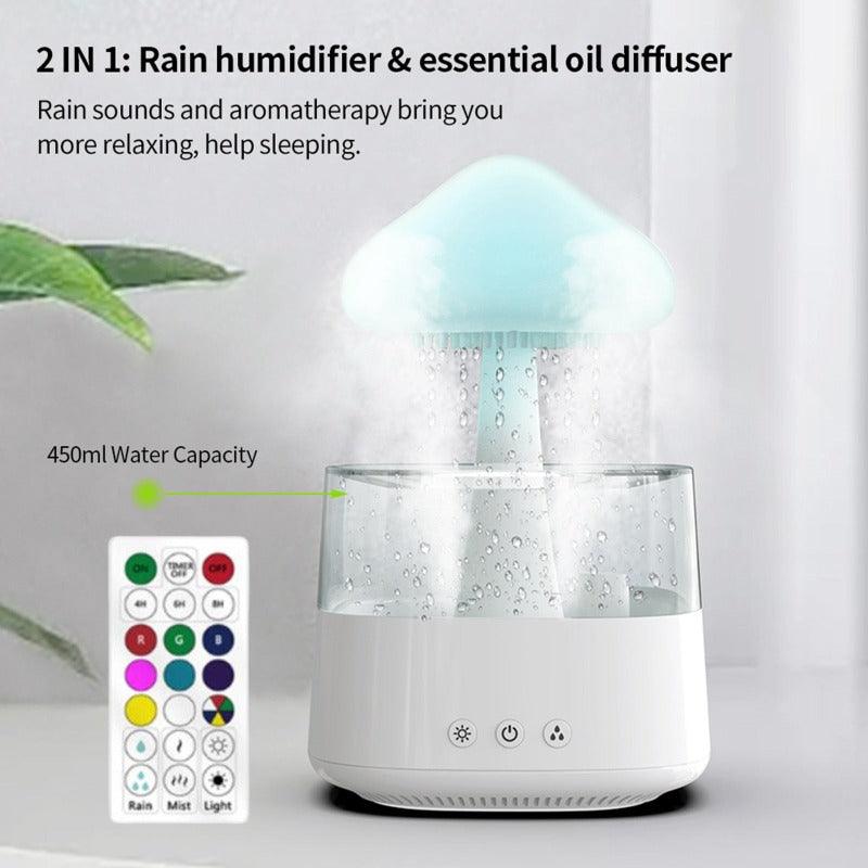 Rainy Cloud Humidifier – Aesthetic LED Cool Mist Diffuser with Rainfall Visual & Mood Lighting